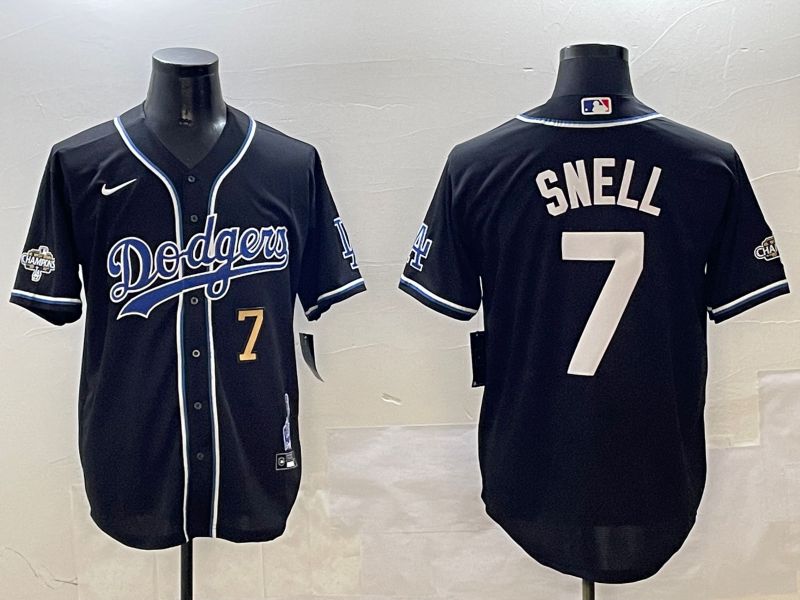 Men Los Angeles Dodgers #7 Snell Black Fashion Game 2025 Nike MLB Jersey style 3066